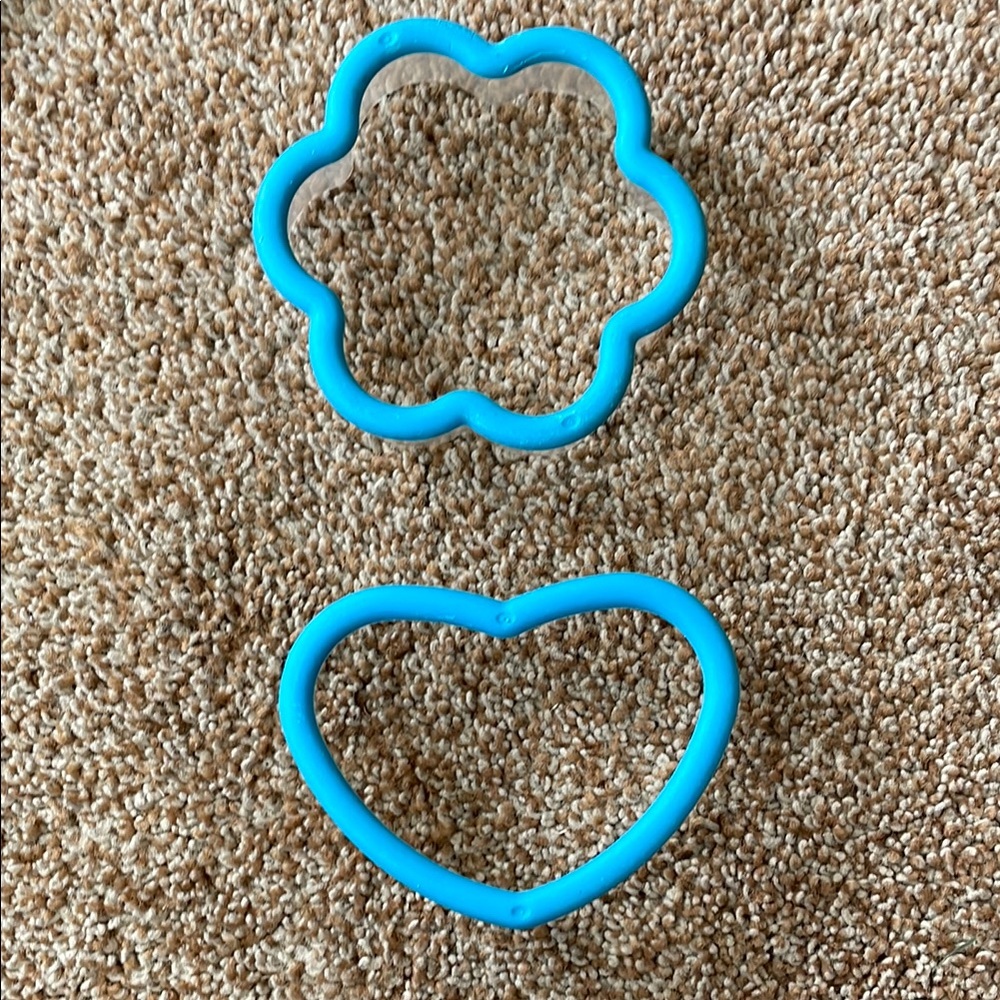 2 Blue Plastic Flower and Heart Cookie Cutters